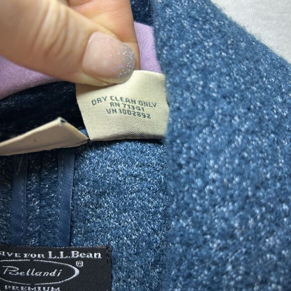 L.L. Bean Bellandi  Blue Button Up Asymmetric Wool Blend Jacket Coat Women LP - Picture 4 of 9